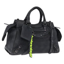 BALENCIAGA Le City Hand Bag Leather Navy Silver 684907 Auth ka5367SAM-1
