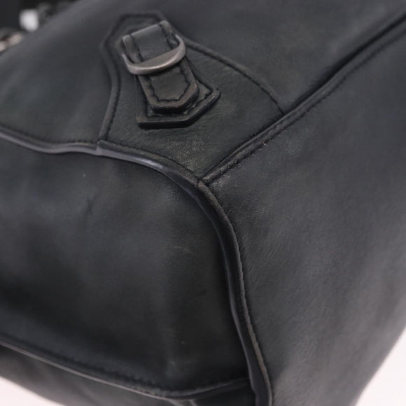 BALENCIAGA Le City Hand Bag Leather Navy Silver 684907 Auth ka5367SAM