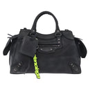 BALENCIAGA Le City Hand Bag Leather Navy Silver 684907 Auth ka5367SAM-2