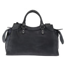 BALENCIAGA Le City Hand Bag Leather Navy Silver 684907 Auth ka5367SAM-3