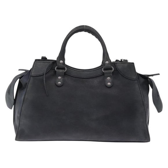 BALENCIAGA Le City Hand Bag Leather Navy Silver 684907 Auth ka5367SAM
