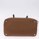 PRADA Hand Bag Leather 2way Brown Silver Auth ka5368V-5