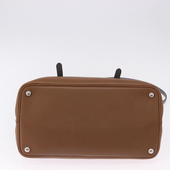 PRADA Hand Bag Leather 2way Brown Silver Auth ka5368V