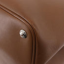 PRADA Hand Bag Leather 2way Brown Silver Auth ka5368V-18