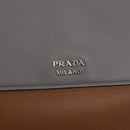 PRADA Hand Bag Leather 2way Brown Silver Auth ka5368V-19