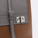 PRADA Hand Bag Leather 2way Brown Silver Auth ka5368V-20