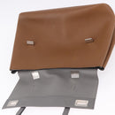 PRADA Hand Bag Leather 2way Brown Silver Auth ka5368V-10