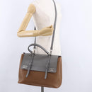 PRADA Hand Bag Leather 2way Brown Silver Auth ka5368V-28
