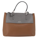 PRADA Hand Bag Leather 2way Brown Silver Auth ka5368V-2