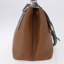 PRADA Hand Bag Leather 2way Brown Silver Auth ka5368V-4