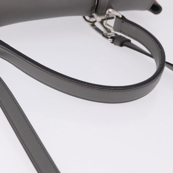 PRADA Hand Bag Leather 2way Brown Silver Auth ka5368V