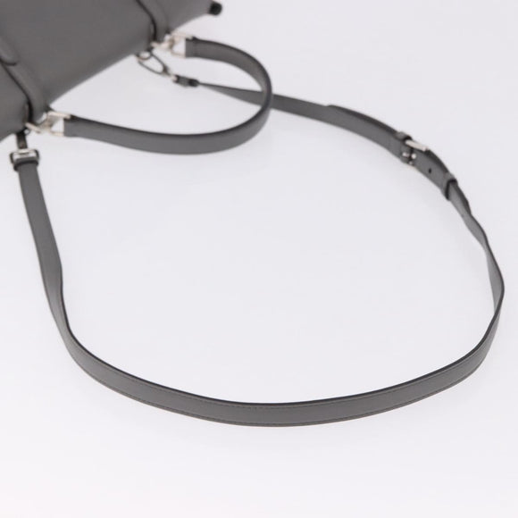 PRADA Hand Bag Leather 2way Brown Silver Auth ka5368V