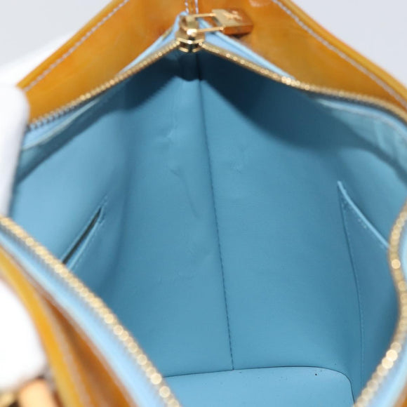 LOUIS VUITTON Monogram Vernis Houston Hand Bag Baby Blue M91005 LV Auth ka537