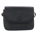Burberrys Shoulder Bag Leather Black Gold Tone Auth ka5370-2