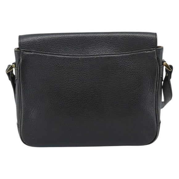 Burberrys Shoulder Bag Leather Black Gold Tone Auth ka5370