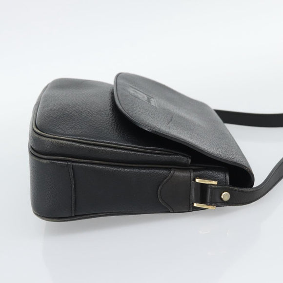 Burberrys Shoulder Bag Leather Black Gold Tone Auth ka5370