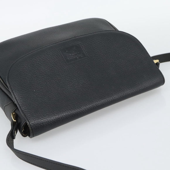 Burberrys Shoulder Bag Leather Black Gold Tone Auth ka5370
