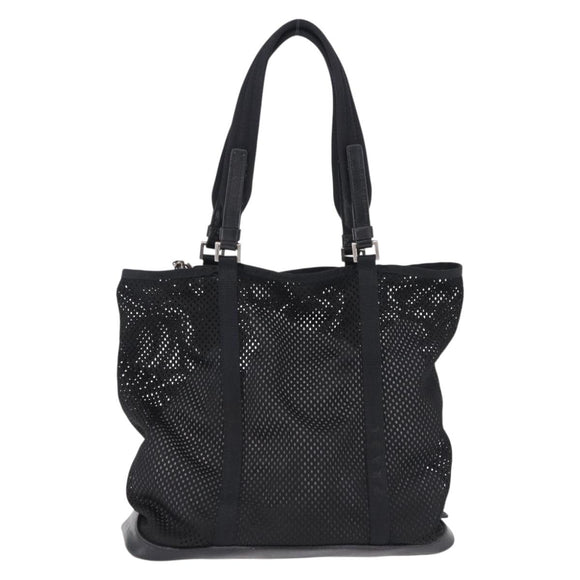 PRADA Hand Bag Canvas Black Silver Auth ka5371