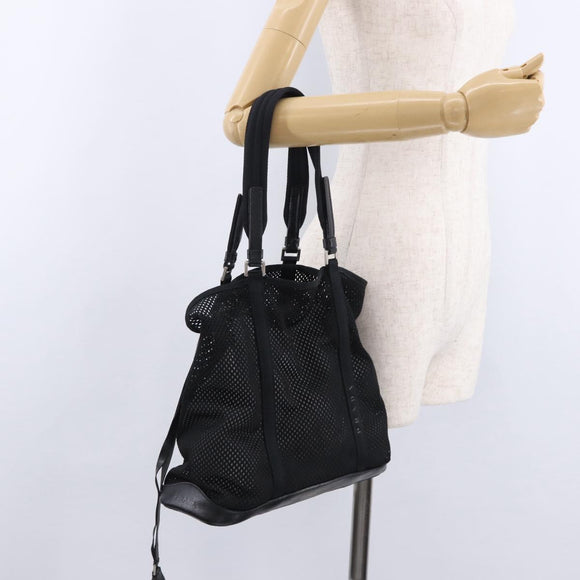 PRADA Hand Bag Canvas Black Silver Auth ka5371