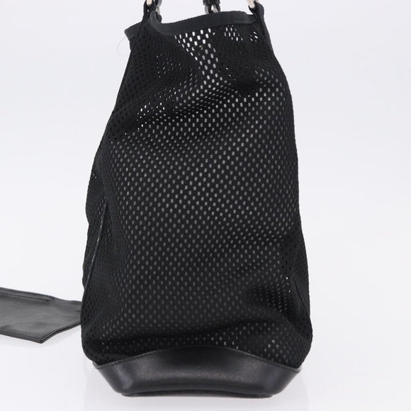 PRADA Hand Bag Canvas Black Silver Auth ka5371