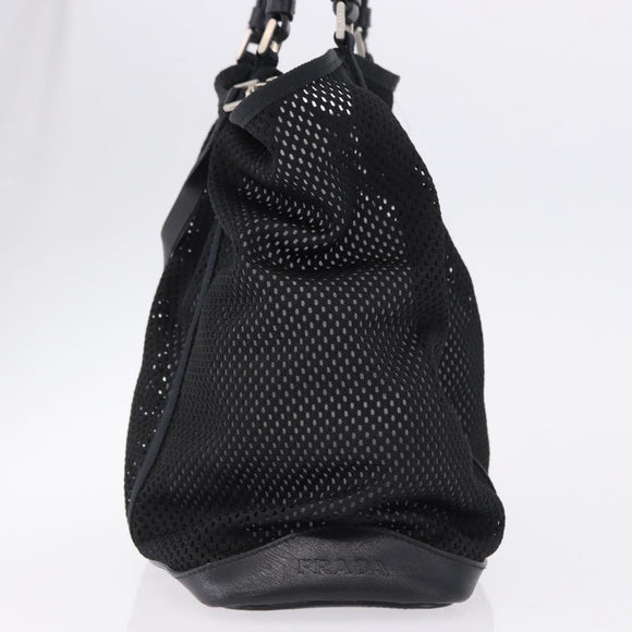 PRADA Hand Bag Canvas Black Silver Auth ka5371