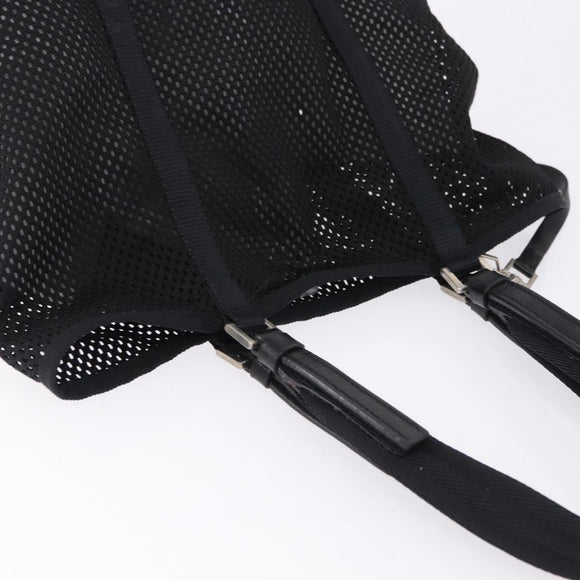 PRADA Hand Bag Canvas Black Silver Auth ka5371
