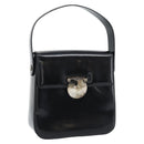 Salvatore Ferragamo Patent Hand Bag Black Silver Auth ka5372-1
