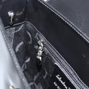 Salvatore Ferragamo Patent Hand Bag Black Silver Auth ka5372-19