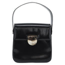 Salvatore Ferragamo Patent Hand Bag Black Silver Auth ka5372-2