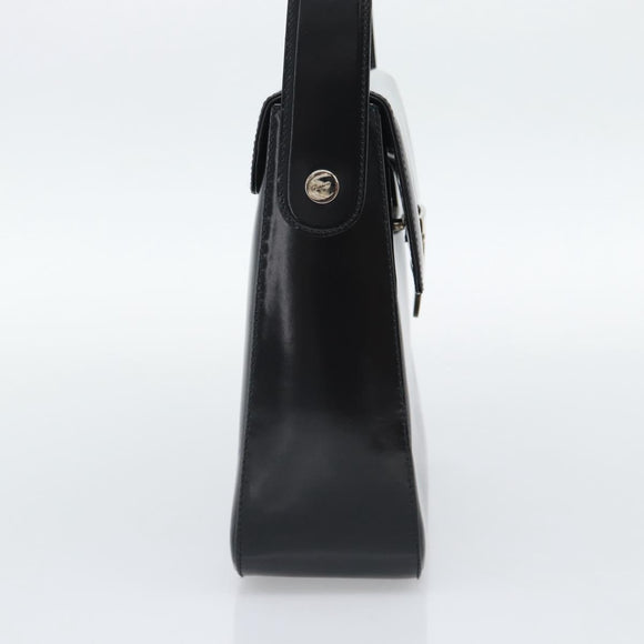 Salvatore Ferragamo Patent Hand Bag Black Silver Auth ka5372