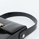 Salvatore Ferragamo Patent Hand Bag Black Silver Auth ka5372-8