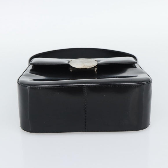 Salvatore Ferragamo Patent Hand Bag Black Silver Auth ka5372