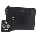 FENDI Clutch Bag Leather Black Silver 7M0225 Auth ka5375V-1