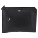 FENDI Clutch Bag Leather Black Silver 7M0225 Auth ka5375V-13