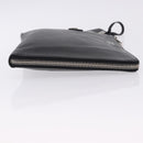 FENDI Clutch Bag Leather Black Silver 7M0225 Auth ka5375V-3