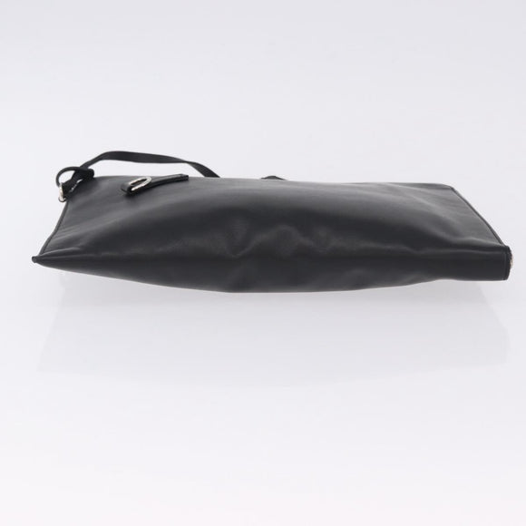 FENDI Clutch Bag Leather Black Silver 7M0225 Auth ka5375V