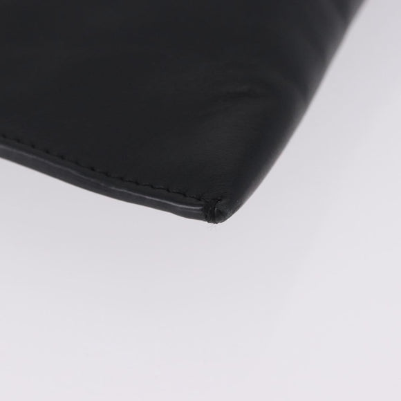 FENDI Clutch Bag Leather Black Silver 7M0225 Auth ka5375V
