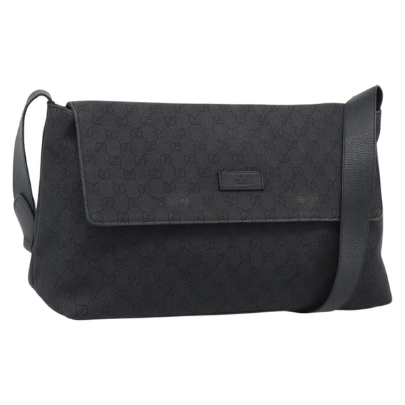 GUCCI GG Canvas Shoulder Bag Outlet Black Silver 272350 Auth ka5377