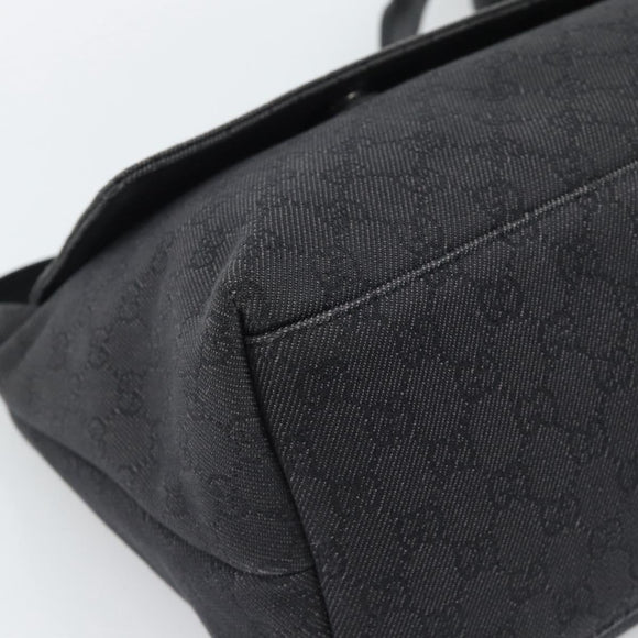 GUCCI GG Canvas Shoulder Bag Outlet Black Silver 272350 Auth ka5377