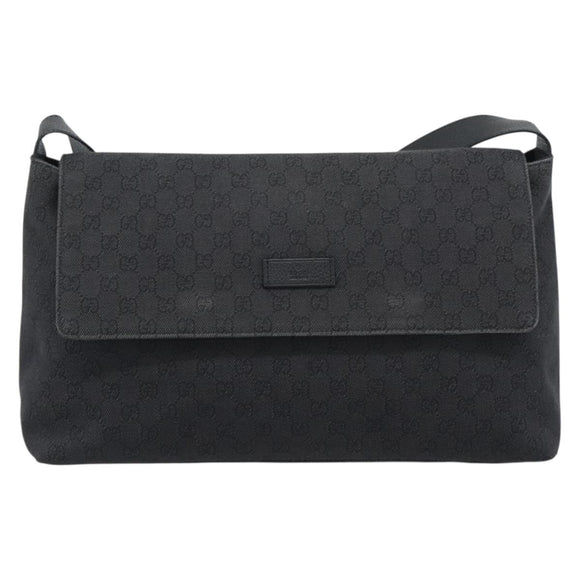 GUCCI GG Canvas Shoulder Bag Outlet Black Silver 272350 Auth ka5377