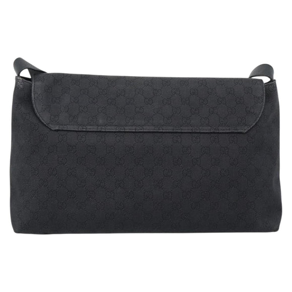 GUCCI GG Canvas Shoulder Bag Outlet Black Silver 272350 Auth ka5377