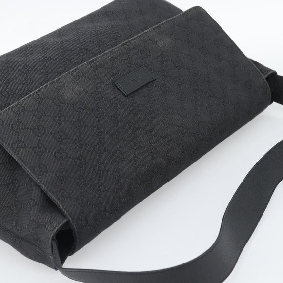 GUCCI GG Canvas Shoulder Bag Outlet Black Silver 272350 Auth ka5377
