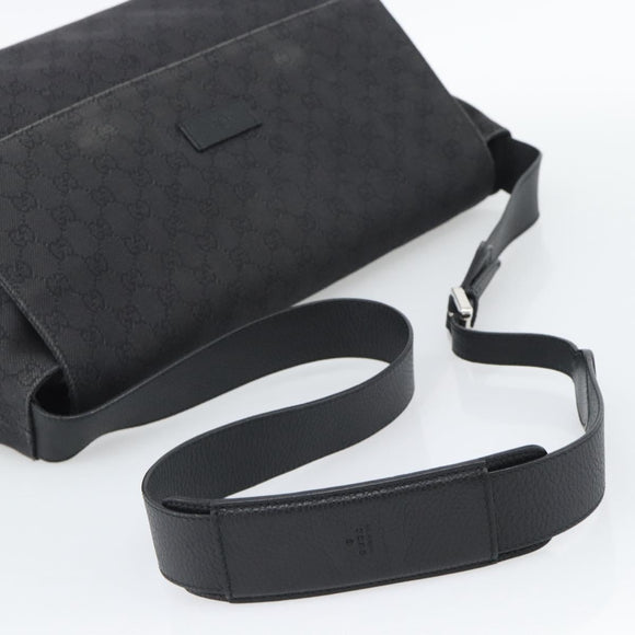 GUCCI GG Canvas Shoulder Bag Outlet Black Silver 272350 Auth ka5377