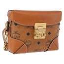 MCM Vicetos Shoulder Bag PVC Leather Brown Gold Tone Auth ka5379-1