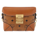 MCM Vicetos Shoulder Bag PVC Leather Brown Gold Tone Auth ka5379-2