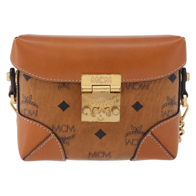 MCM Vicetos Shoulder Bag PVC Leather Brown Gold Tone Auth ka5379 - 0