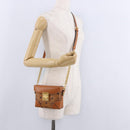 MCM Vicetos Shoulder Bag PVC Leather Brown Gold Tone Auth ka5379-21
