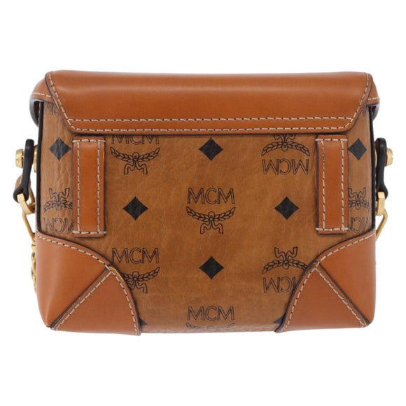 MCM Vicetos Shoulder Bag PVC Leather Brown Gold Tone Auth ka5379