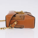 MCM Vicetos Shoulder Bag PVC Leather Brown Gold Tone Auth ka5379-5