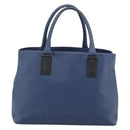 BOTTEGA VENETA Hand Bag Leather Blue Black Auth ka5382-2